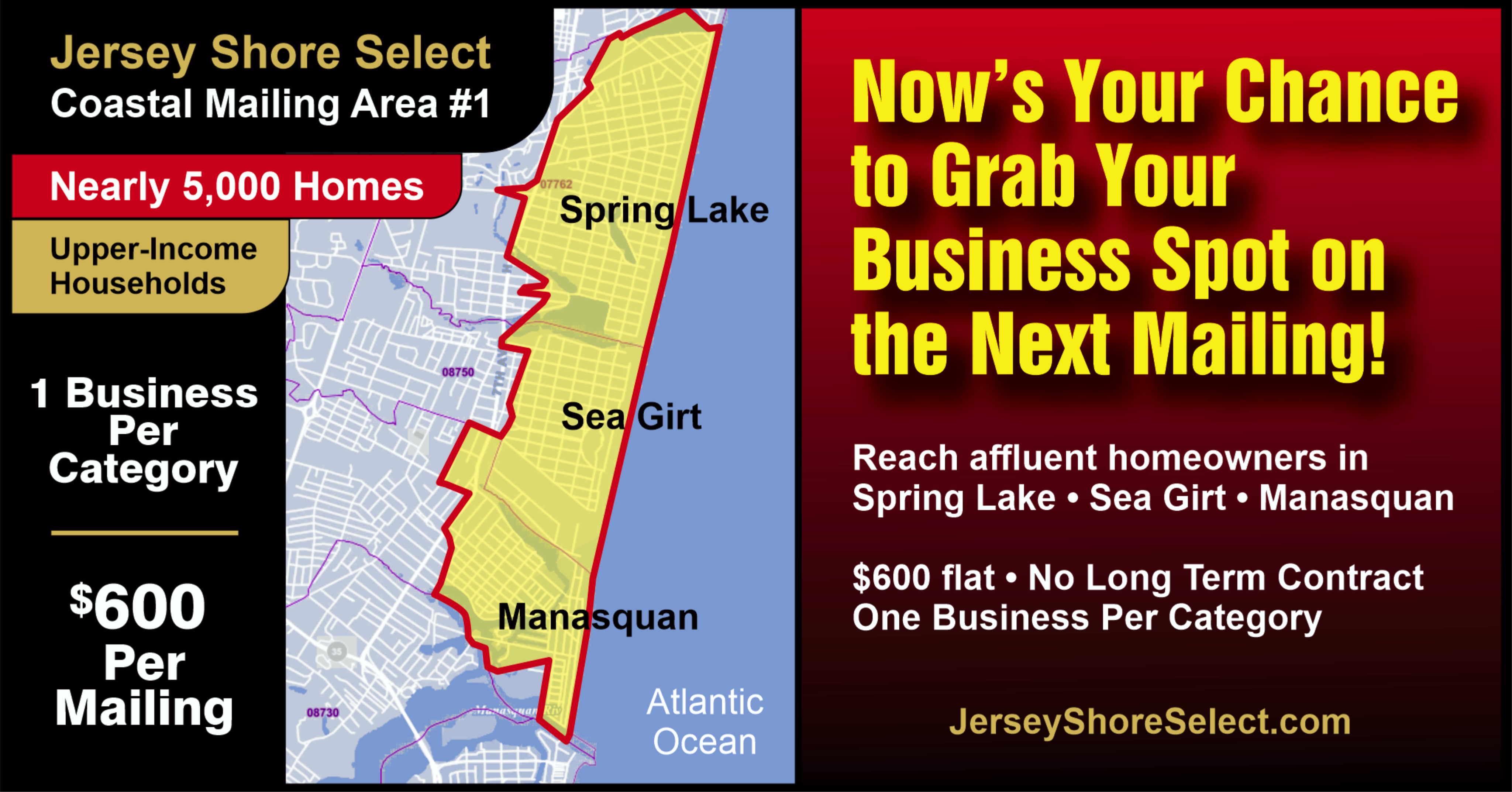 Jersey Shore Select Coastal Mailing Area #1 — Spring Lake, Sea Girt, Manasquan
